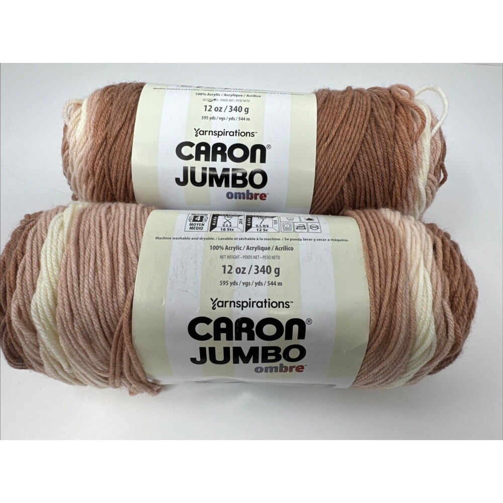 2x Caron Jumbo Ombre Yarn Sepia 595 yds #4 weight NEW LOT OF 2